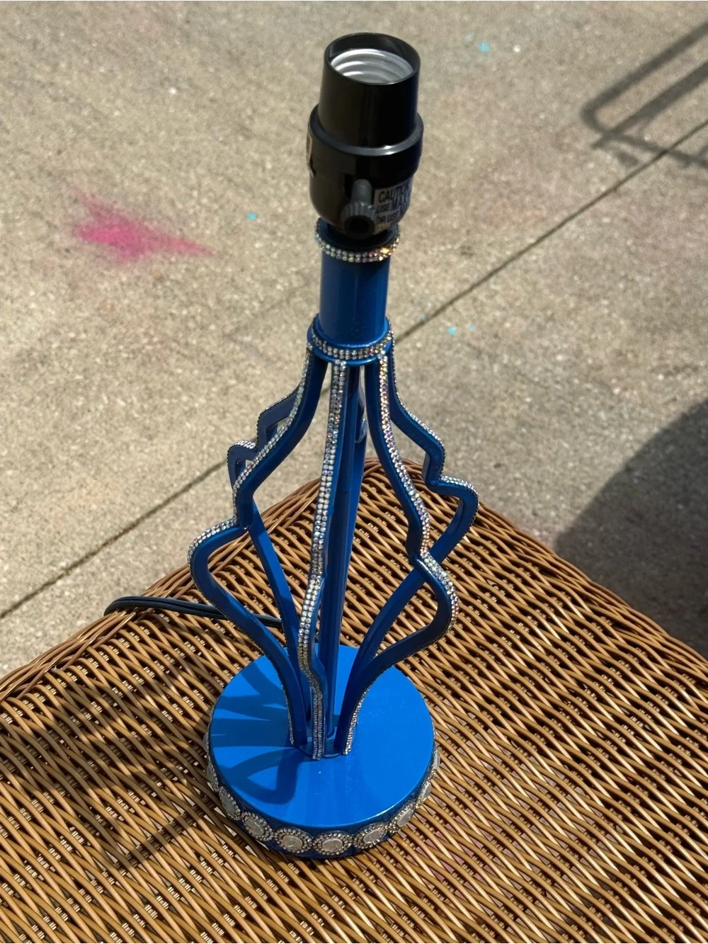 Blue Decorative Table Lamp Base with Rhinestone Accents-FREE GIFT!